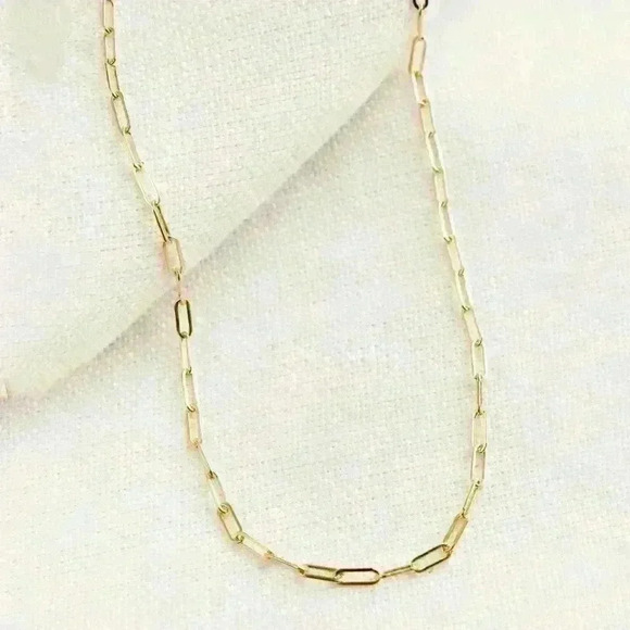 NWT 18K Gold Plated Minimalist Paper Clip Cain Link Layering Necklace - Picture 15 of 16